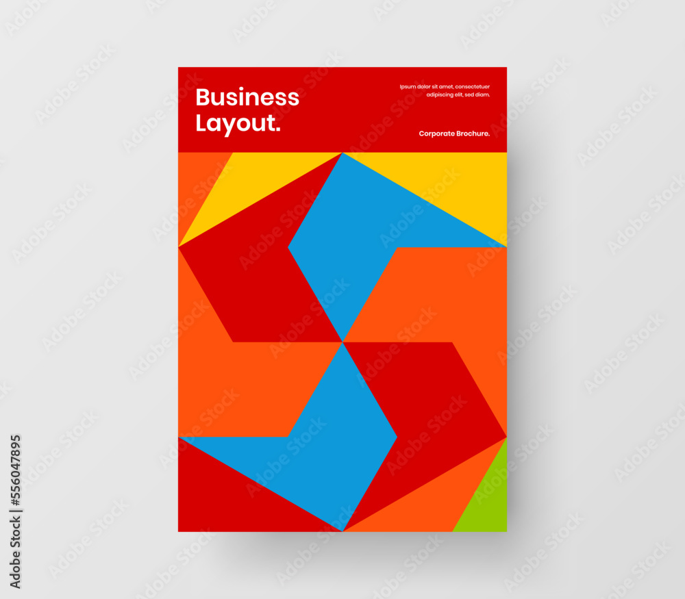 Trendy geometric hexagons annual report template. Clean corporate cover A4 design vector concept.