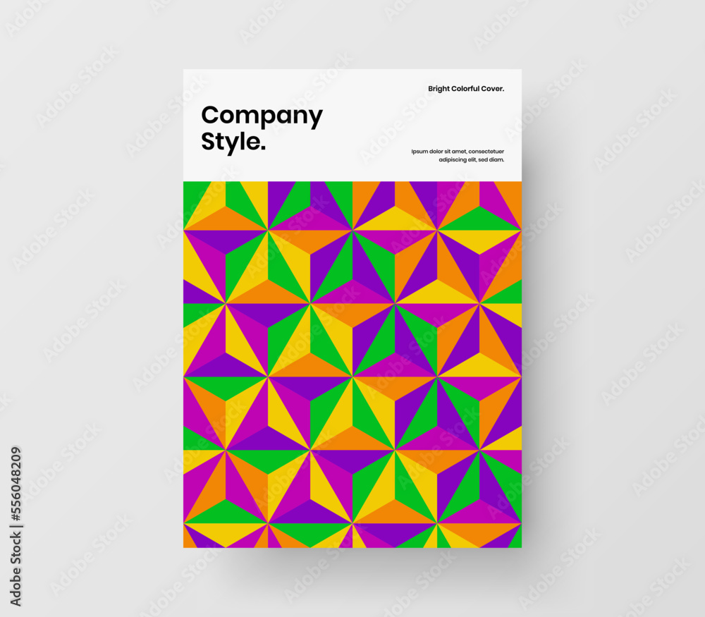 Vivid geometric tiles cover layout. Premium flyer vector design template. Vivid geometric tiles cover layout. Premium flyer vector design template.