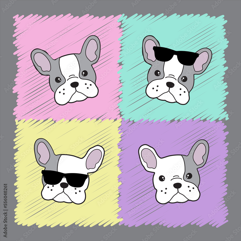Cute Bulldog Sunglasses Character Dog Puppy Vector Artwork Design Cute Bulldog Sunglasses Character Dog Puppy Vector Artwork Design
