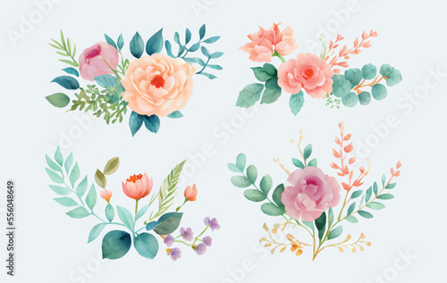 collection of flowers Beautiful Watercolor set of Design Ornaments © Jeba