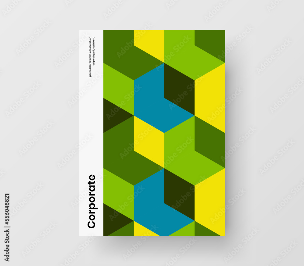 Premium mosaic hexagons cover concept. Amazing corporate brochure vector design illustration.