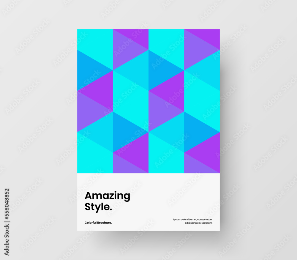 Abstract mosaic hexagons handbill layout. Creative booklet vector design concept.