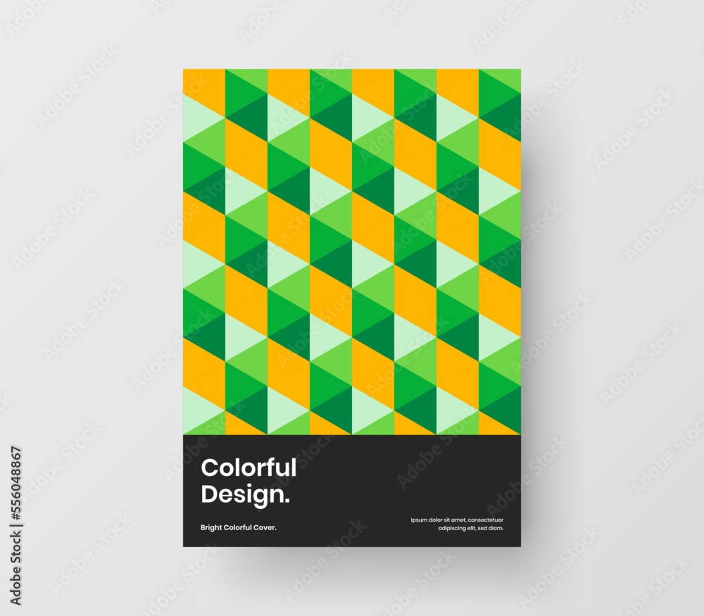 Minimalistic corporate brochure vector design layout. Original geometric tiles banner concept.