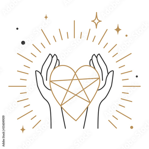 Boho alchemy Symbols, Occult and Mystic Signs Valentine's day. Design template for logo, print, emblem esoteric practices emblem decoration t-shirt Prints,  Covers, Tattoos  fashion print or branding