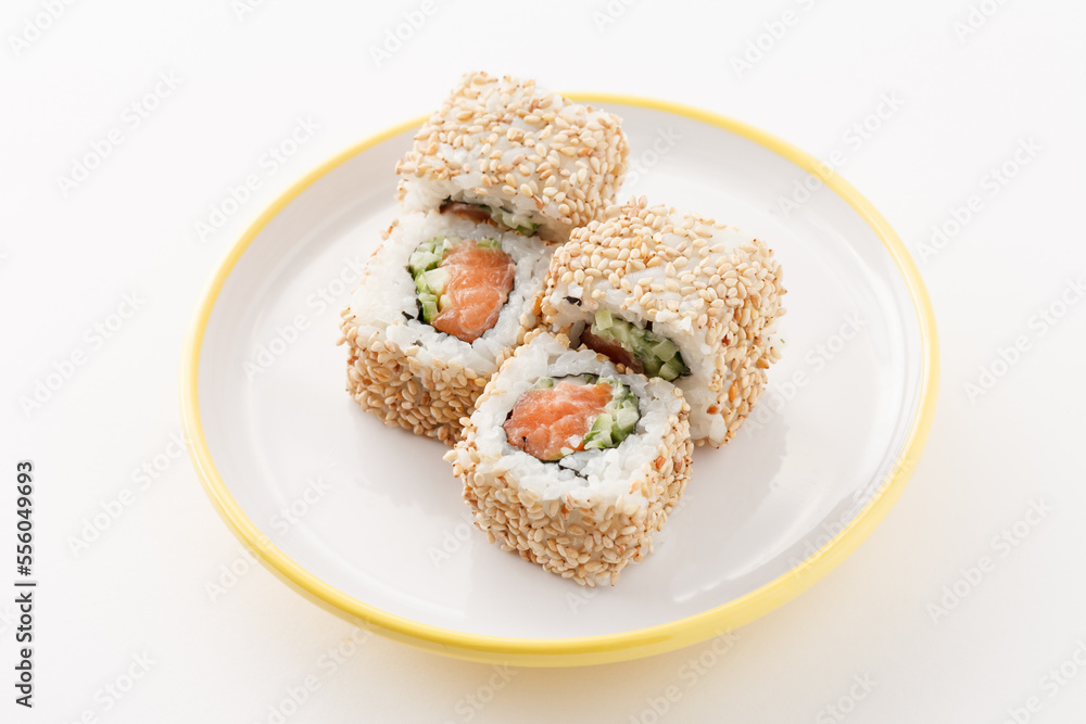 tasty sushi on the white background tasty sushi on the white background
