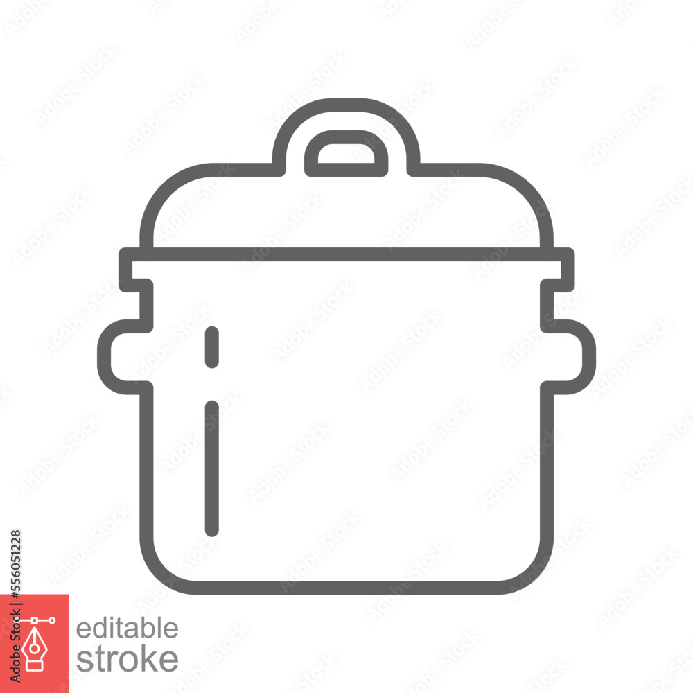 Pressure cooker icon. Simple outline style. Instant pot pressure cooker, cooking food, utensil, kitchen concept. Thin line vector illustration isolated on white background. Editable stroke EPS 10. Pressure cooker icon. Simple outline style. Instant pot pressure cooker, cooking food, utensil, kitchen concept. Thin line vector illustration isolated on white background. Editable stroke EPS 10.