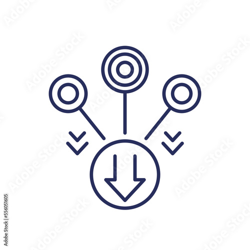 consolidate or merge line icon