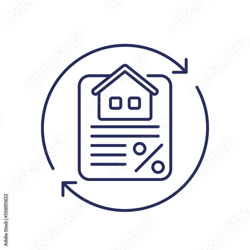mortgage refinance, lower interest rate line icon