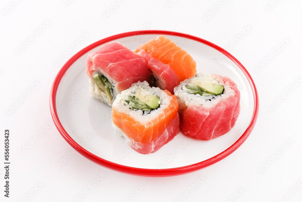 tasty sushi on the white background tasty sushi on the white background