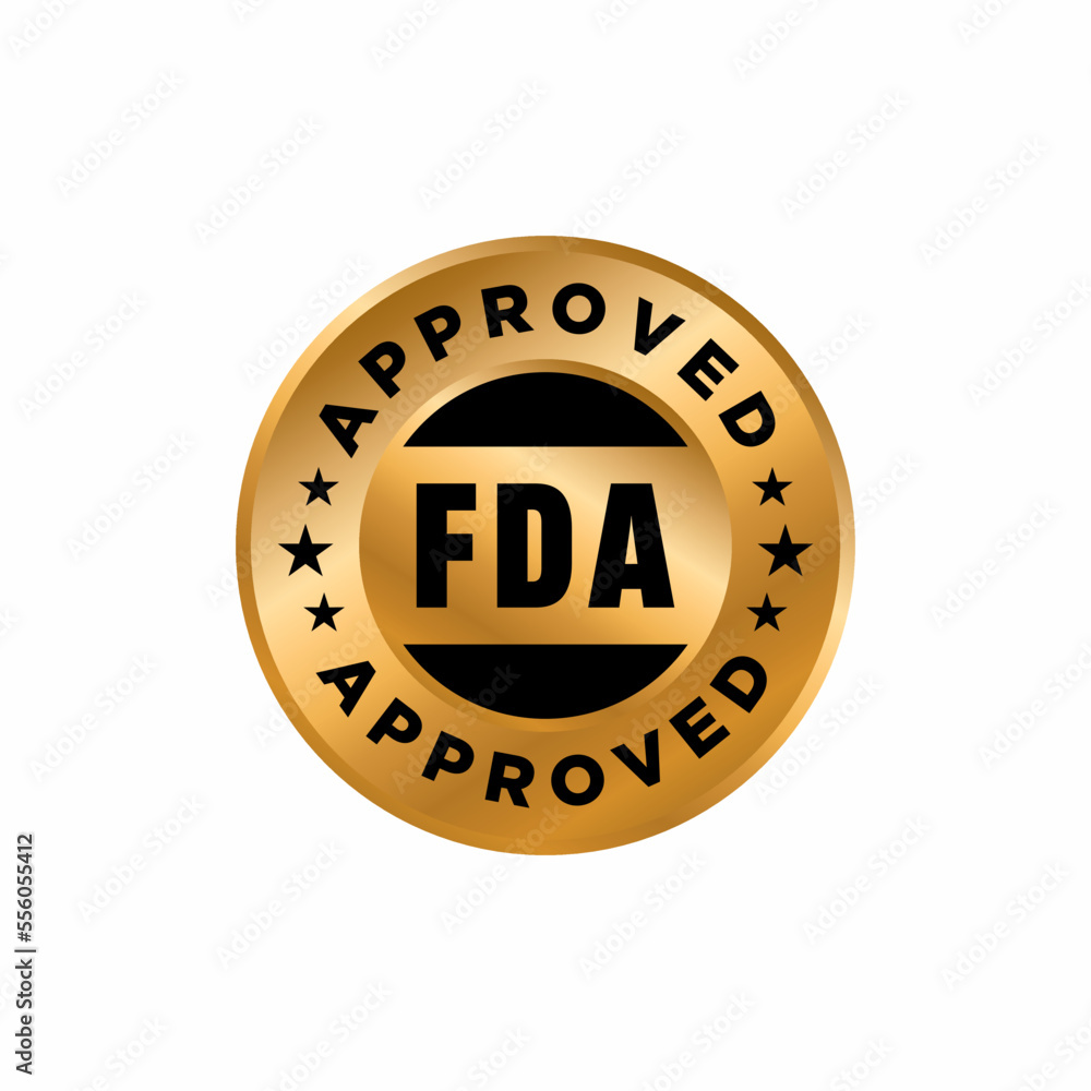 FDA Approved Food and Drug Administration stamp,  icon, symbol, label, badge, logo, seal