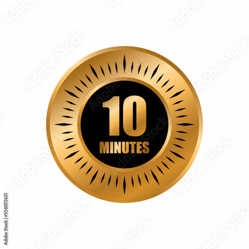 10 timer minutes symbol style isolated on white background. time gold label