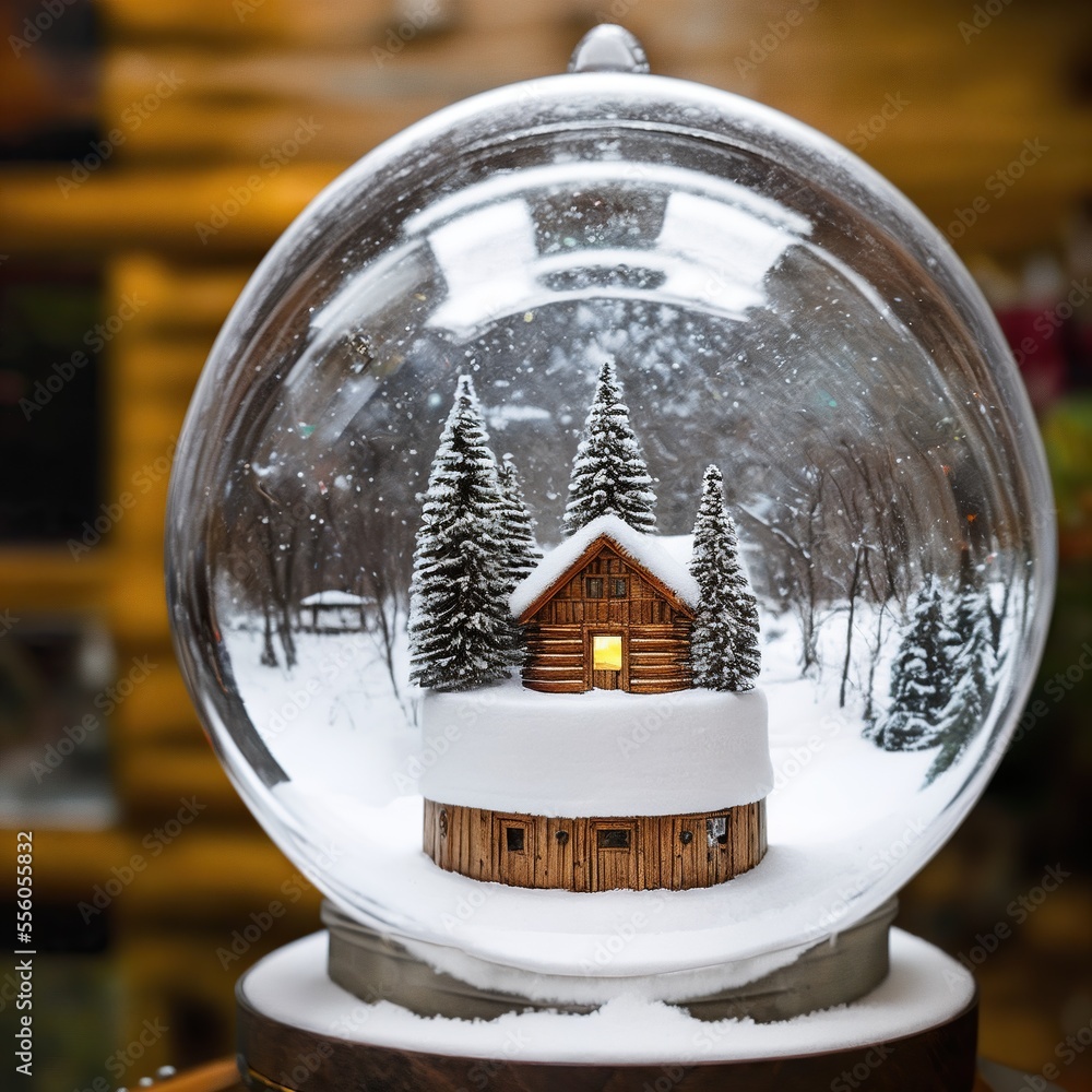 snow globe with a house inside (Generative AI) snow globe with a house inside (Generative AI)