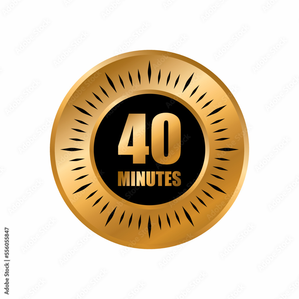 Naklejka premium 40 timer minutes symbol style isolated on white background. time gold label