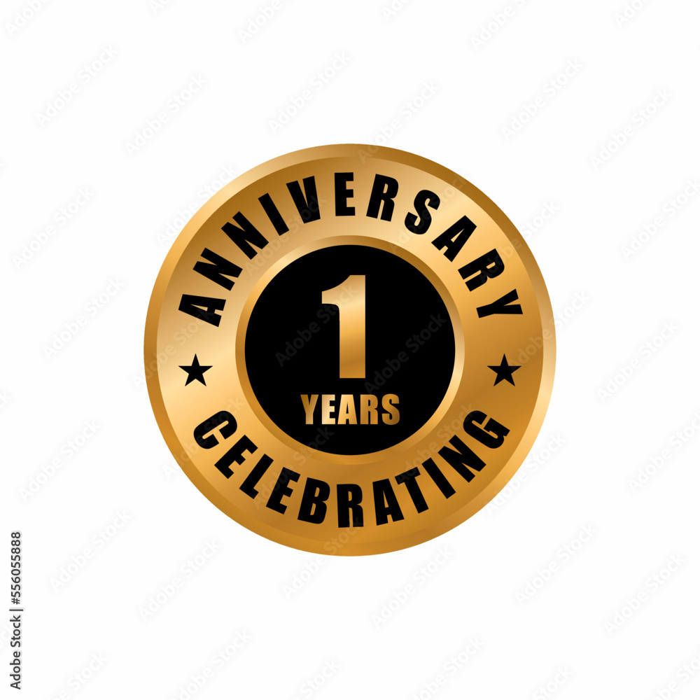 1 years anniversary celebration design template. 1 years anniversary vector stamp
