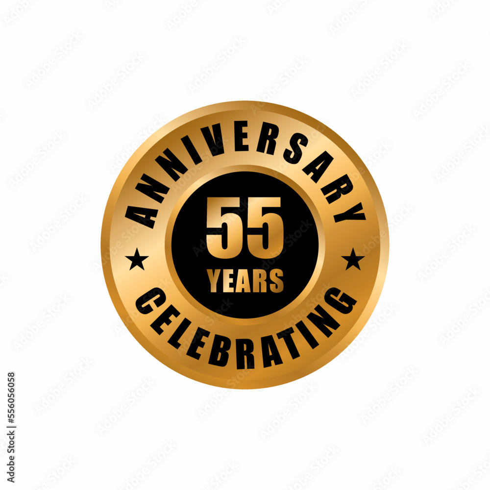 55 years anniversary celebration design template. 55 years anniversary vector stamp