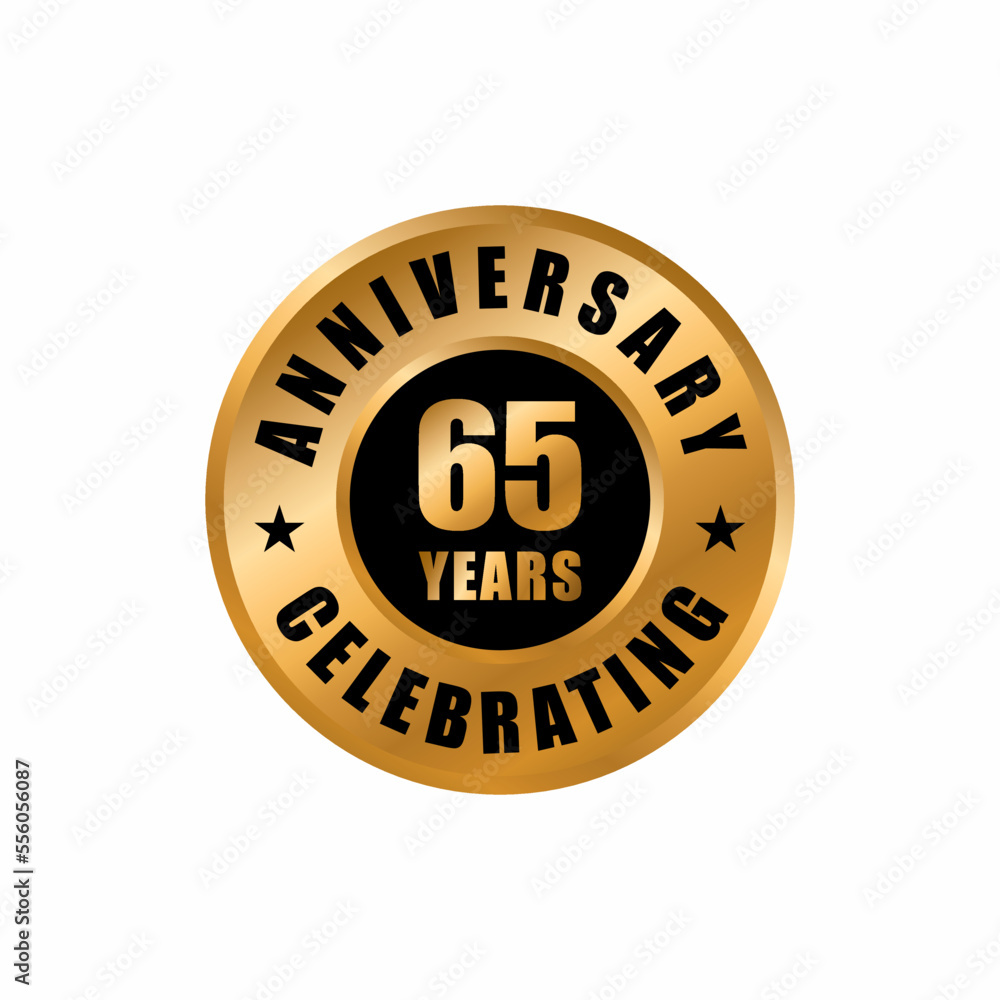 65 years anniversary celebration design template. 65 years anniversary vector stamp