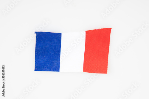 france flag french blue white red fabric ribbon cut after official inauguration photo