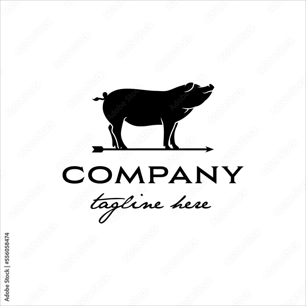 Pig weathervane logo with masculine design style