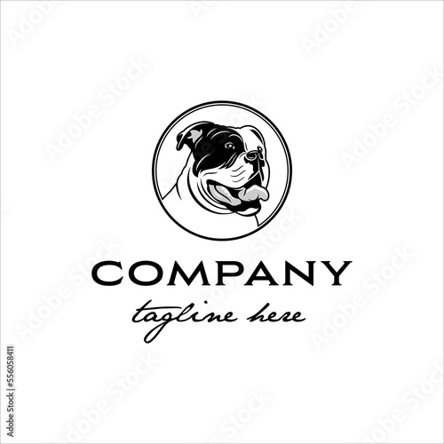 Bulldog logo in round shape badge with masculine design