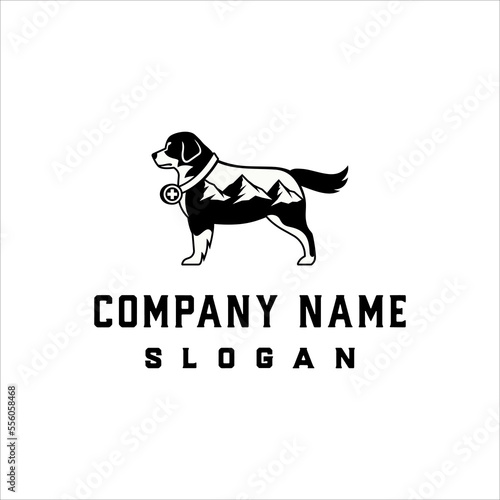 Mountain dog logo with a mountain pattern on the body