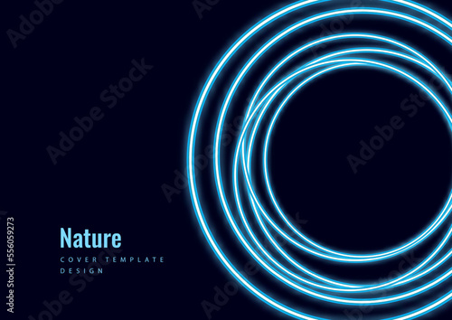 Vector abstract background with overlapping circles. chaotic movement. Round banner with empty space for text. Science and communication concept. Vector