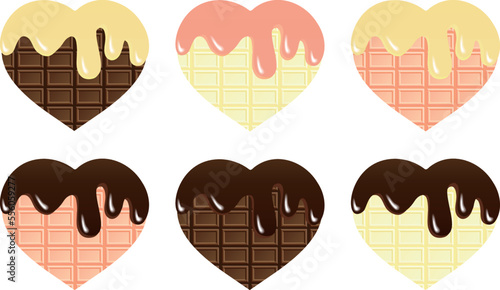 溶けたチョコレートがかかったチョコレートの6つのハート photo