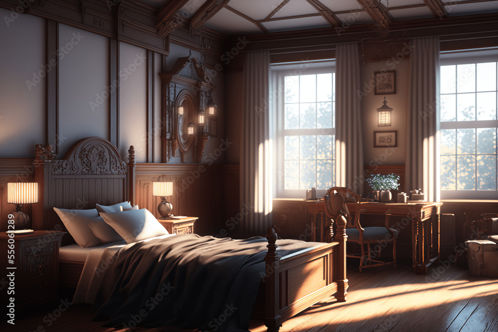 Fototapeta premium リアルな家系の背景イラスト(AI generated image)