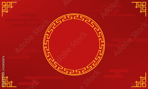 Red chinese new year background with golden borders