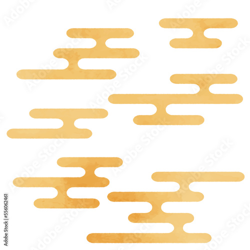 水彩タッチの金色のエ霞模様のイラスト