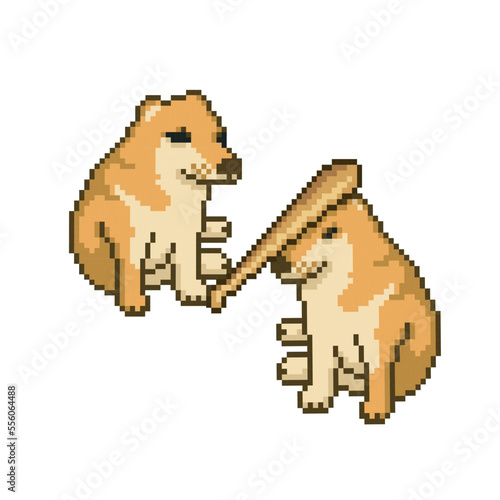 cheems bonk, meme pixel art