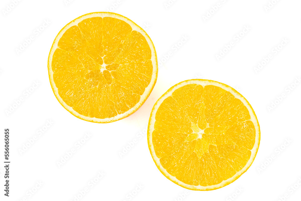 Orange slices isolated on a white background. Clipping Path. Full depth of field. close up Orange slices isolated on a white background. Clipping Path. Full depth of field. close up
