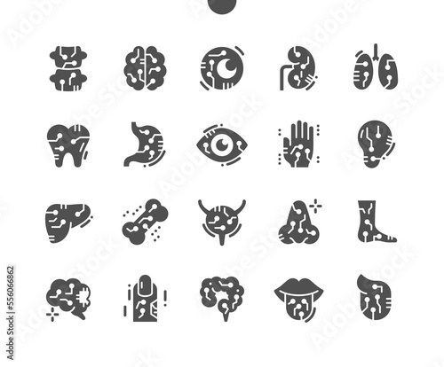 Artificial organ. Science, prosthesis, surgery, engineering, implant. Part of body. Health care, medical and medicine. Vector Solid Icons. Simple Pictogram