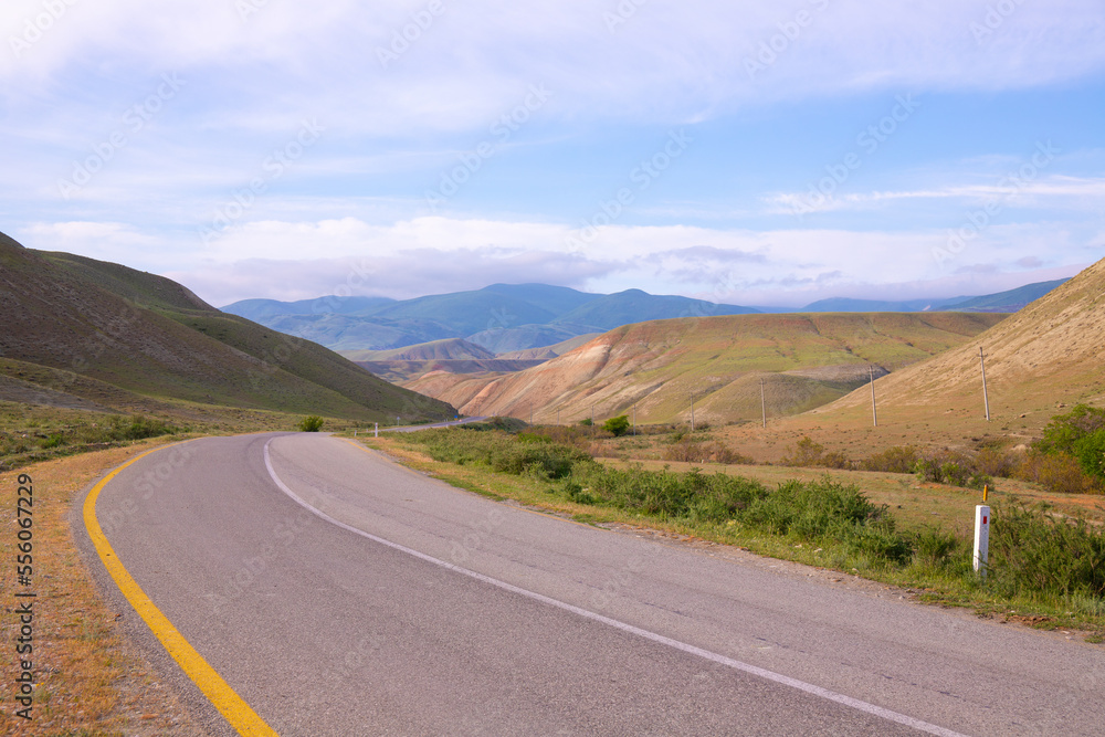 Beautiful clay mountains. Khyzy region. Azerbaijan.