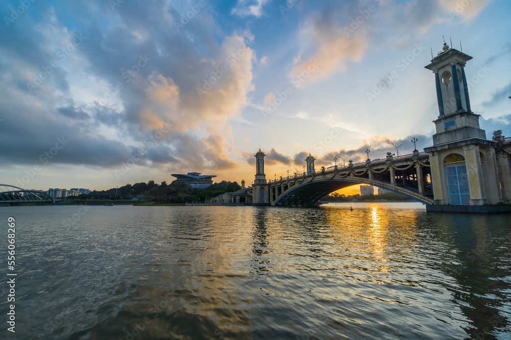 Fototapeta premium Beautiful sunset at Putrajaya Malaysia, with reflection