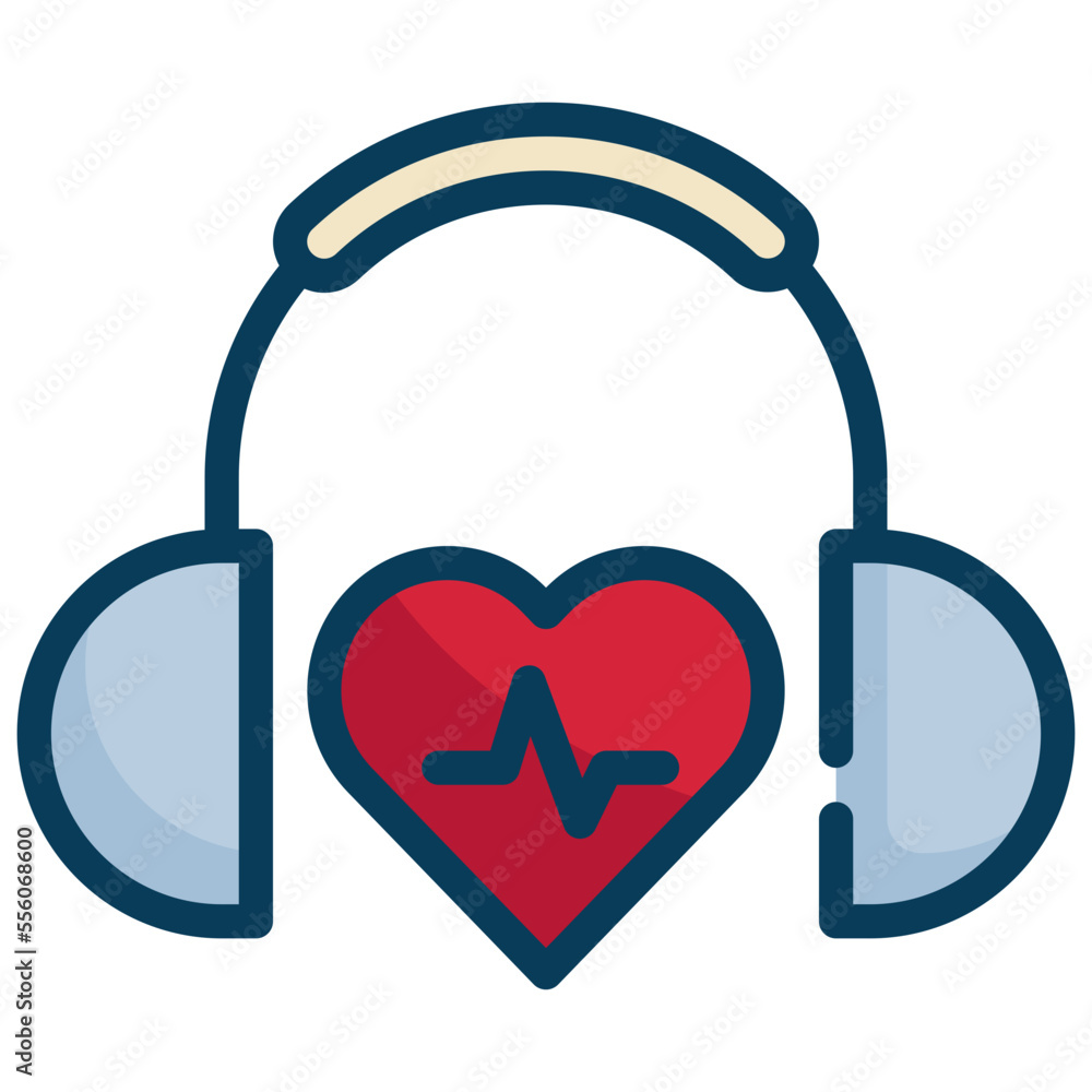 earphone listen heart music love icon filled outline