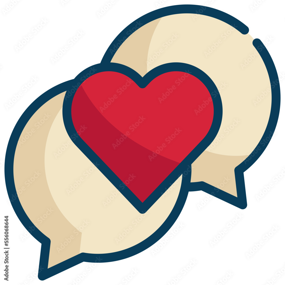 message talk miss love heart icon filled outline