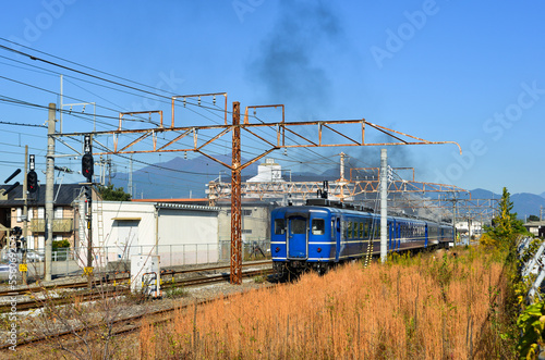 Old train carrying tourists in Gunma, Japan