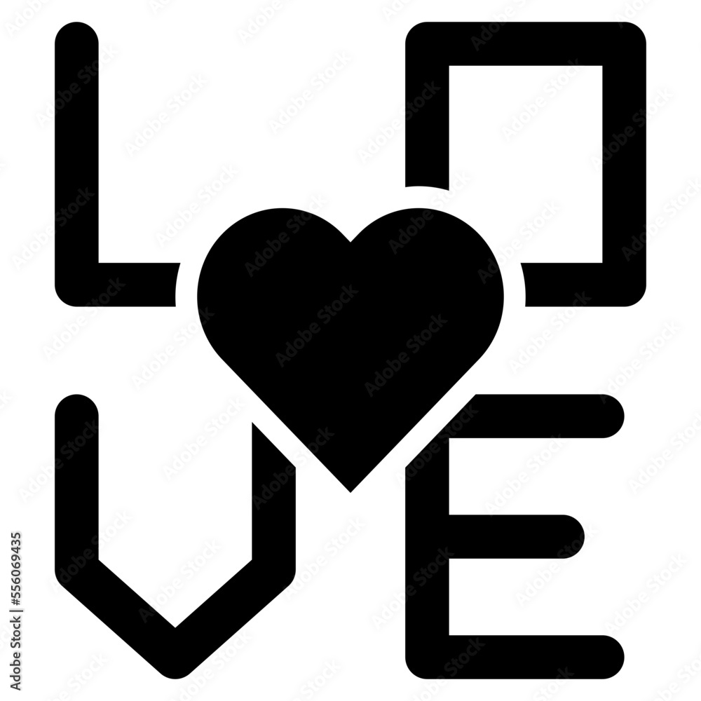 love text heart happy icon solid glyph love text heart happy icon solid glyph