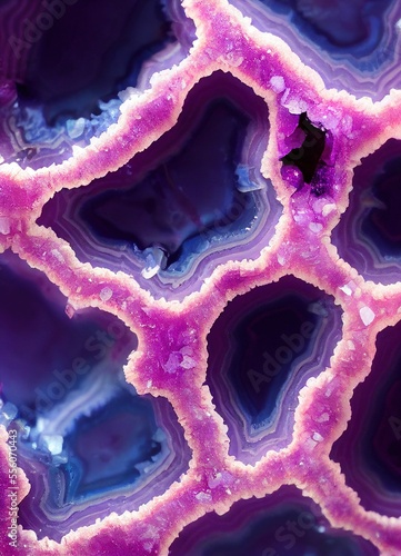 Obraz na płótnie Agate crystal geode slice, beautiful patterns ,made with Generative AI