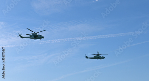 Fototapeta Naklejka Na Ścianę i Meble -  Marinies Helicopters in Manhattan sky. New York City