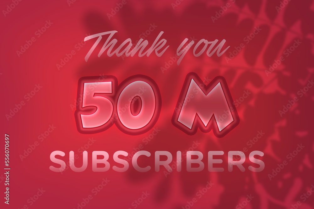 50 Million  subscribers celebration greeting banner with Red Embossed Design