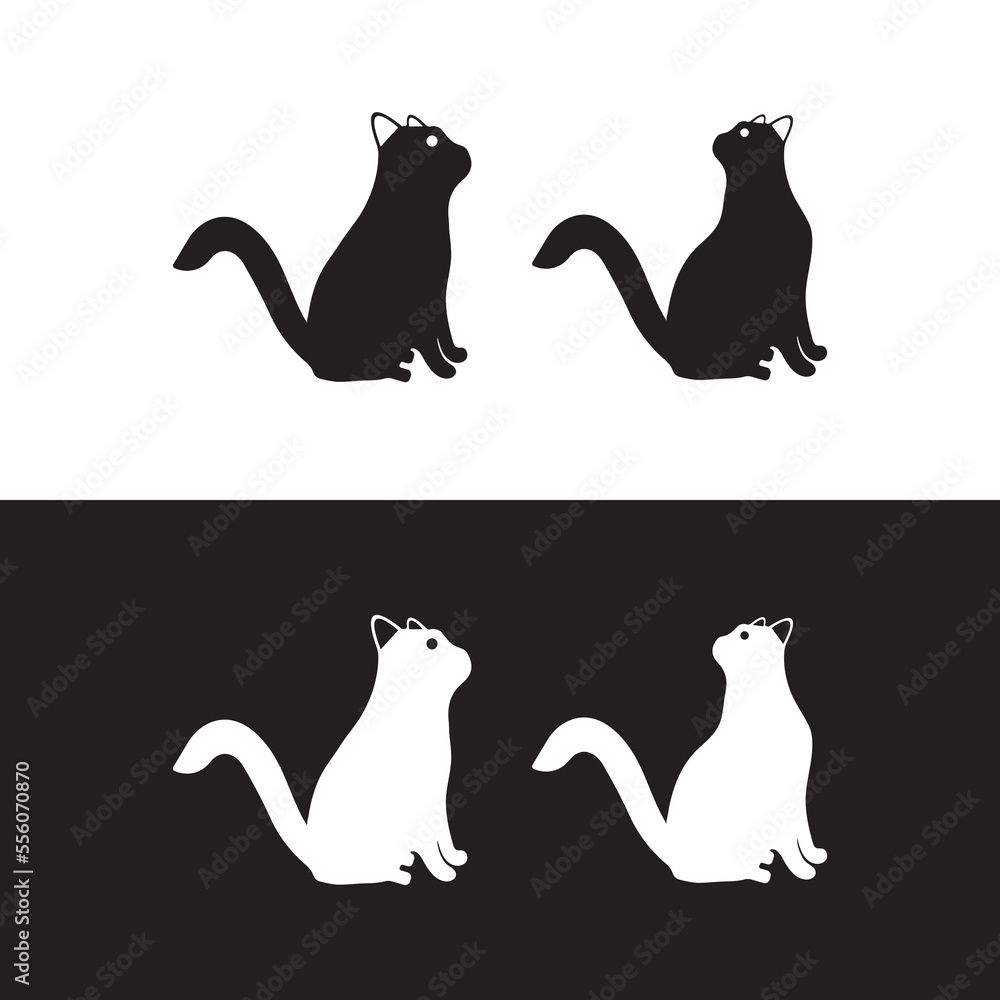 Cat animal vector logo template design . icon logo . silhouette logo 