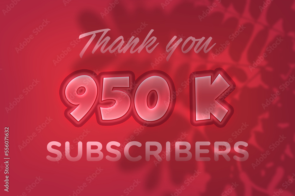950 K subscribers celebration greeting banner with Red Embossed Design 950 K subscribers celebration greeting banner with Red Embossed Design