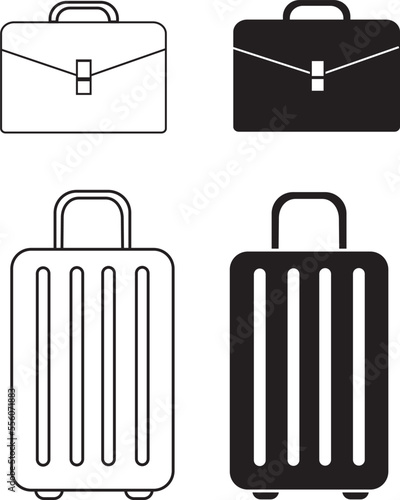 baggage icons set. vector illustration of suitcase for web