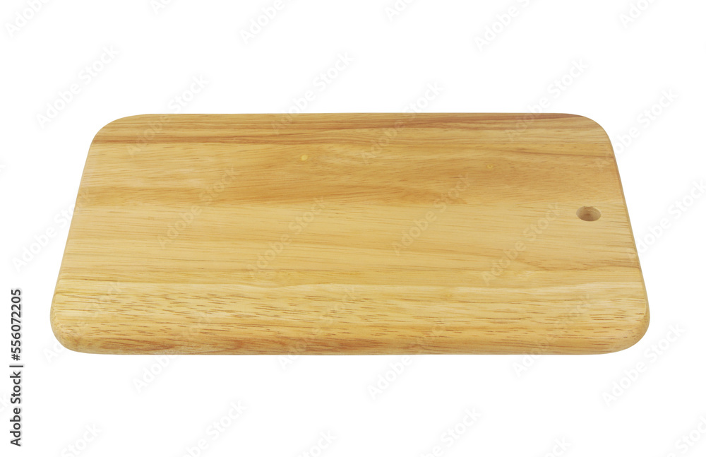 Natural wooden cutting board isolated. Chopping board on white	 background.