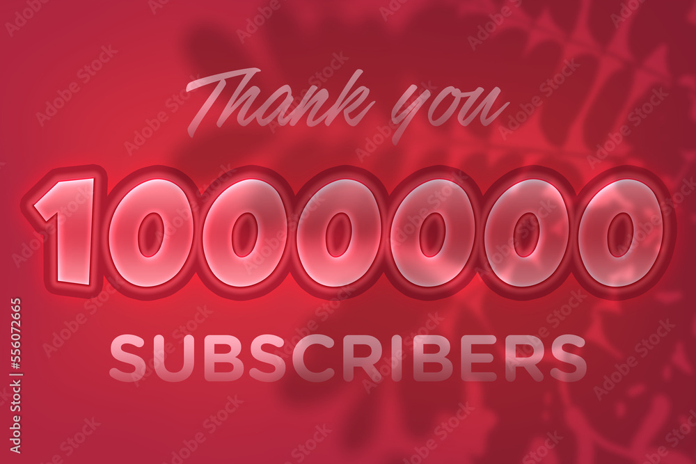 1000000 subscribers celebration greeting banner with Red Embossed Design 1000000 subscribers celebration greeting banner with Red Embossed Design