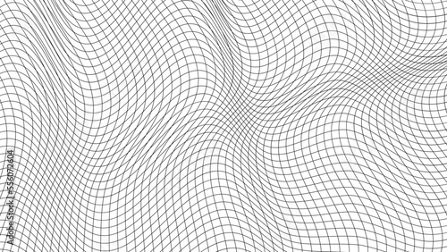 Mesh grid lattice background, pattern, security space distorted wave guilloche