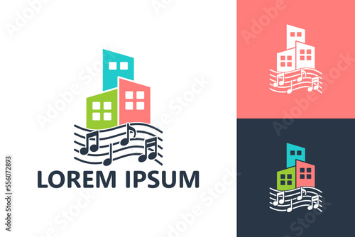 Music town logo template design vector