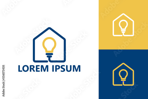 Light bulb house logo template design vector
