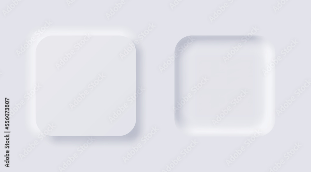 White button Neumorphism design elements vector set, Button and Element for UI Web design or Application UI Design. - obrazy, fototapety, plakaty 